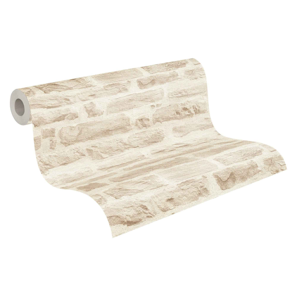 Hochwertige Vliestapete Beige Steinoptik