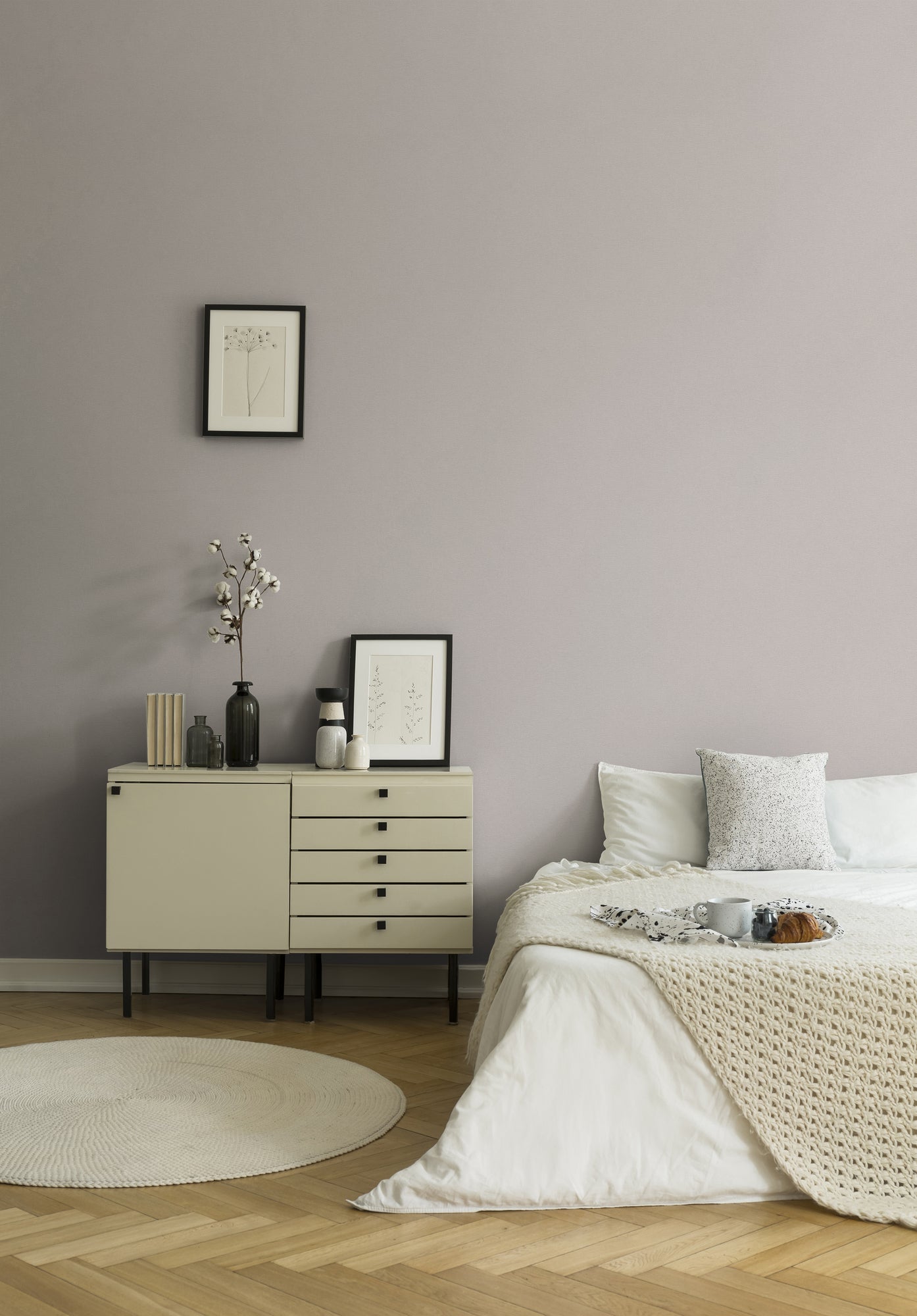 Hochwertige Vliestapete Beige Unitapete