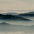 Fotomural Walls by Patel - Horizon 1 - Fog Landscape Wallpaper, Nature Sky Line in Cardboard Texture - Beige, Blue