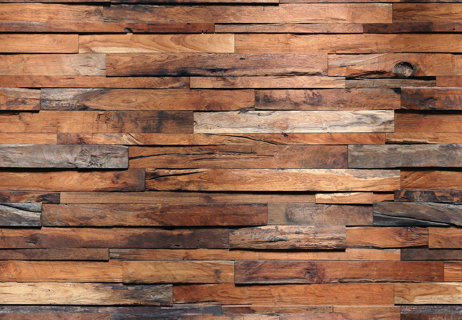 Fotomural Photo wallpaper wood look rustic, 3D parquet pattern - Brown - DD Motive 2