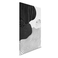 Cuadro Luna y montañas - Diseño geométrico blanco y negro sobre lienzo