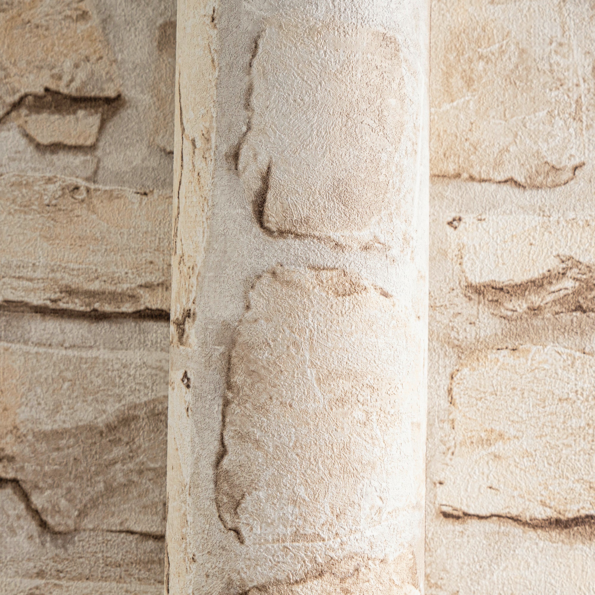 Hochwertige Vliestapete Beige Steinoptik