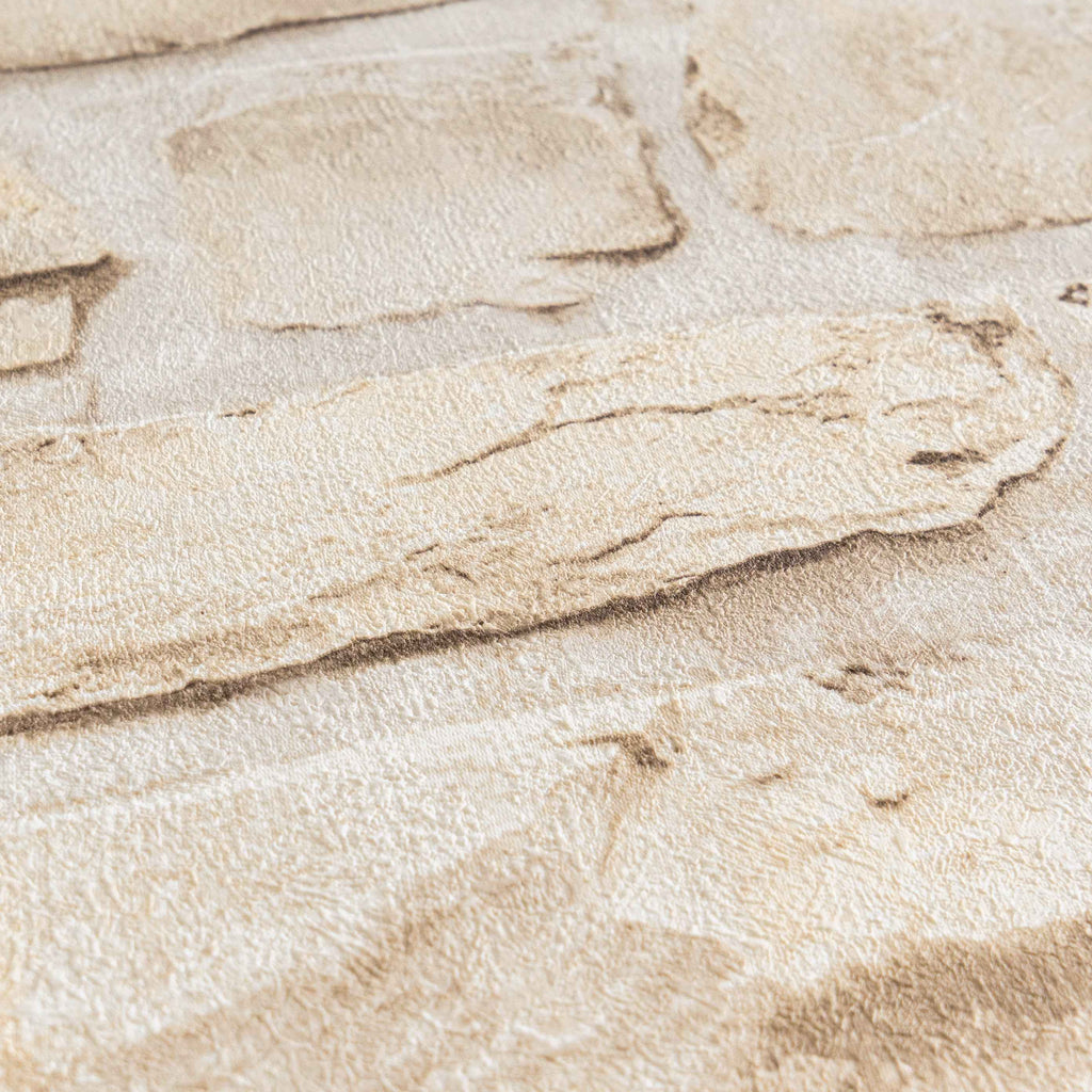 Hochwertige Vliestapete Beige Steinoptik