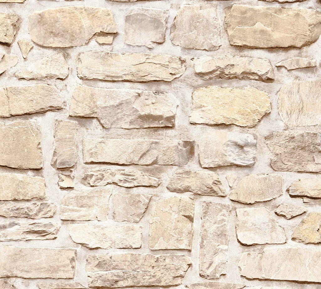 Hochwertige Vliestapete Beige Steinoptik