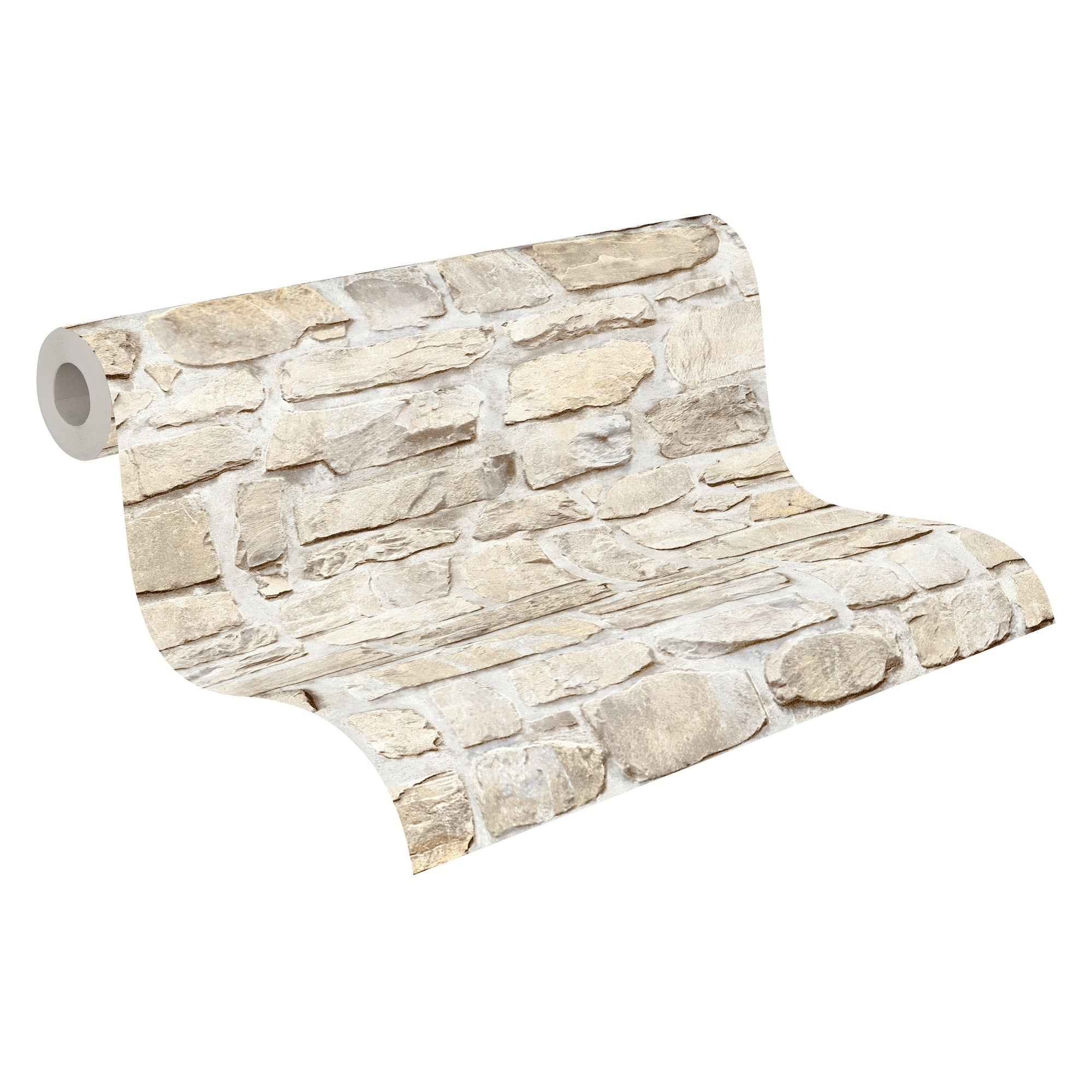 Hochwertige Vliestapete Beige Steinoptik