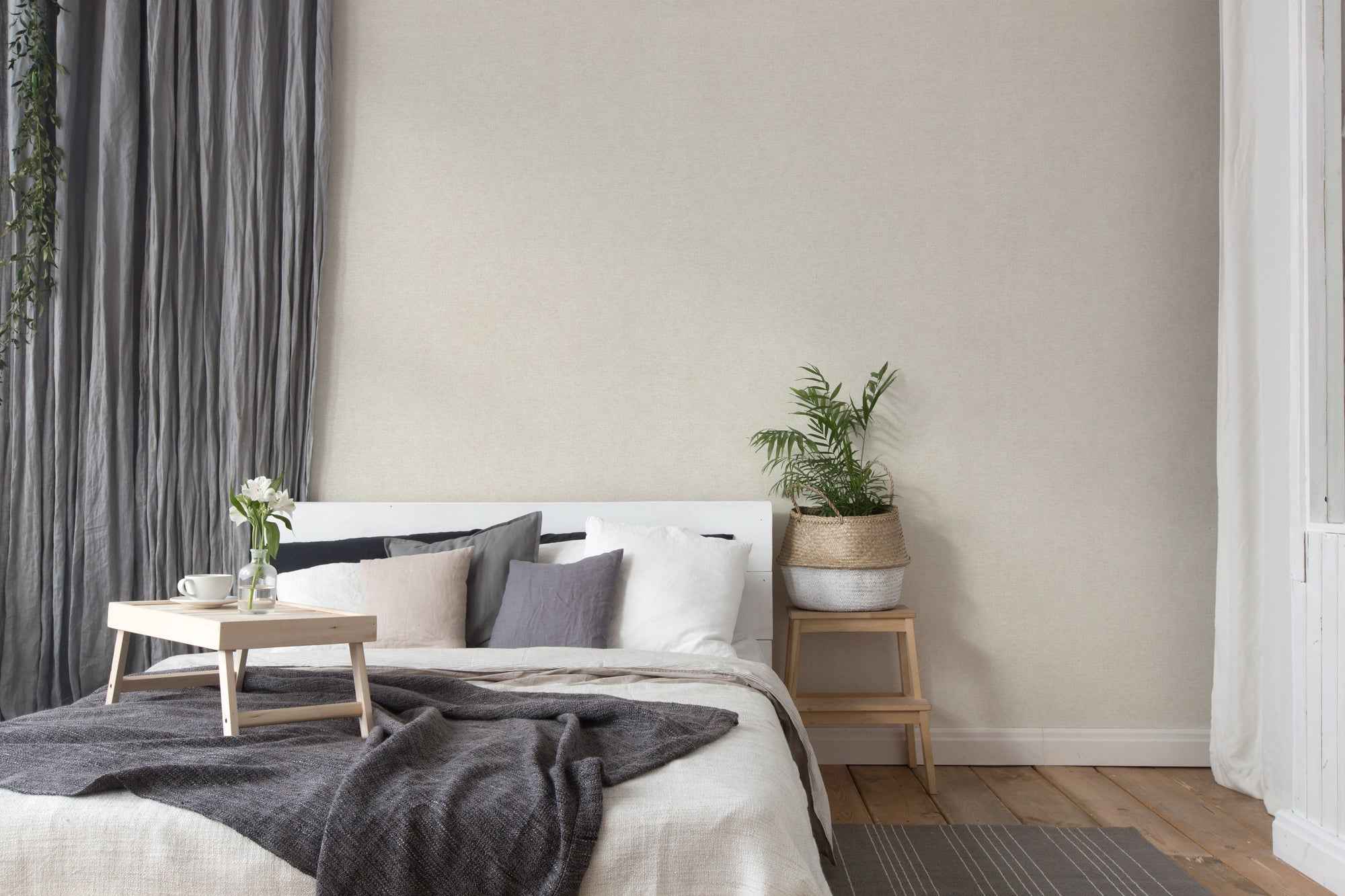 Hochwertige Vliestapete Creme Unitapete