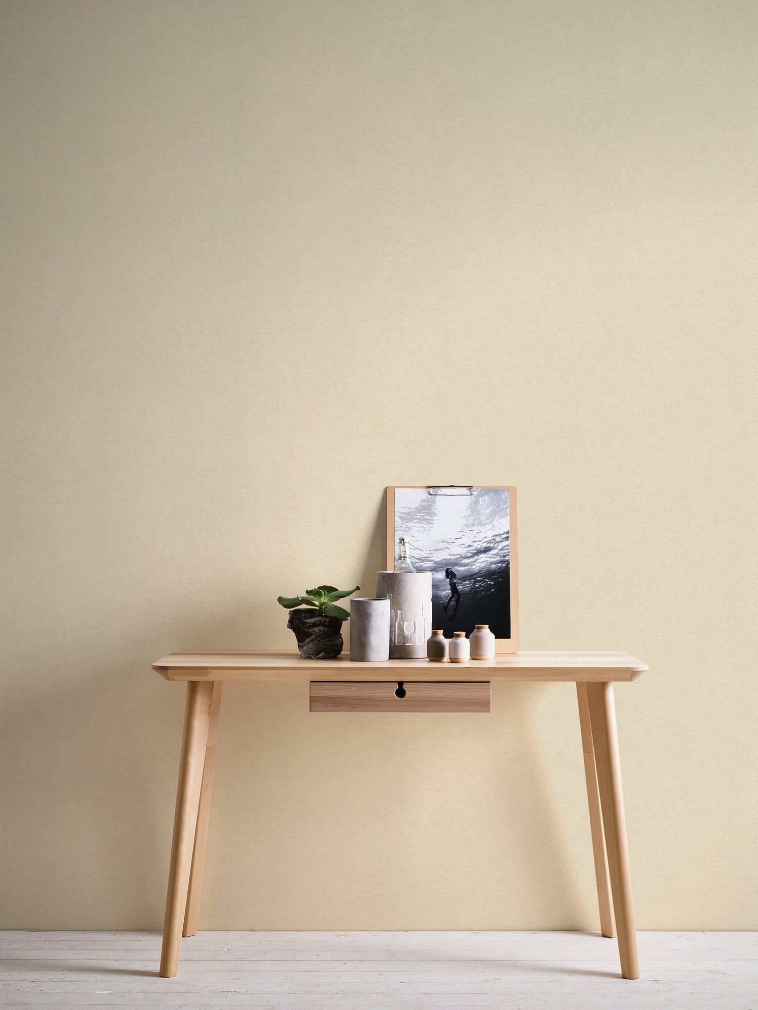 Hochwertige Vliestapete Beige Unitapete