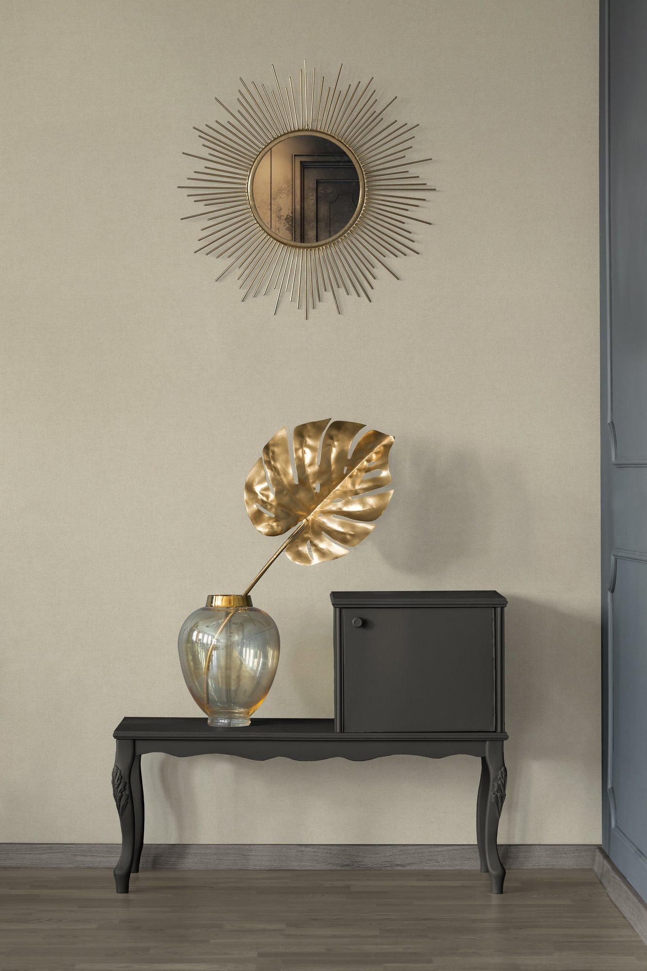 Hochwertige Vliestapete Beige Unitapete
