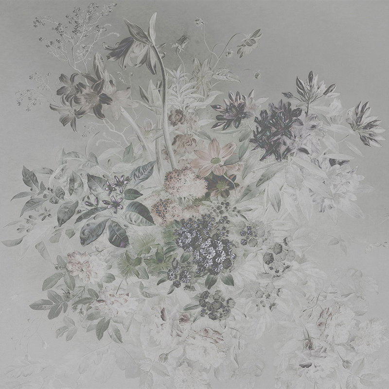 Fotomural Walls by Patel - Photo wallpaper romantic flowers design - grey, white