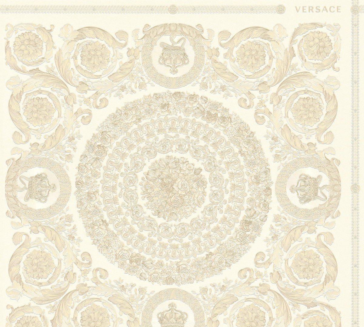 Papel pintado vinílico Versace 6 beige logotipo icónico de Versace - Matex - Imagen 7