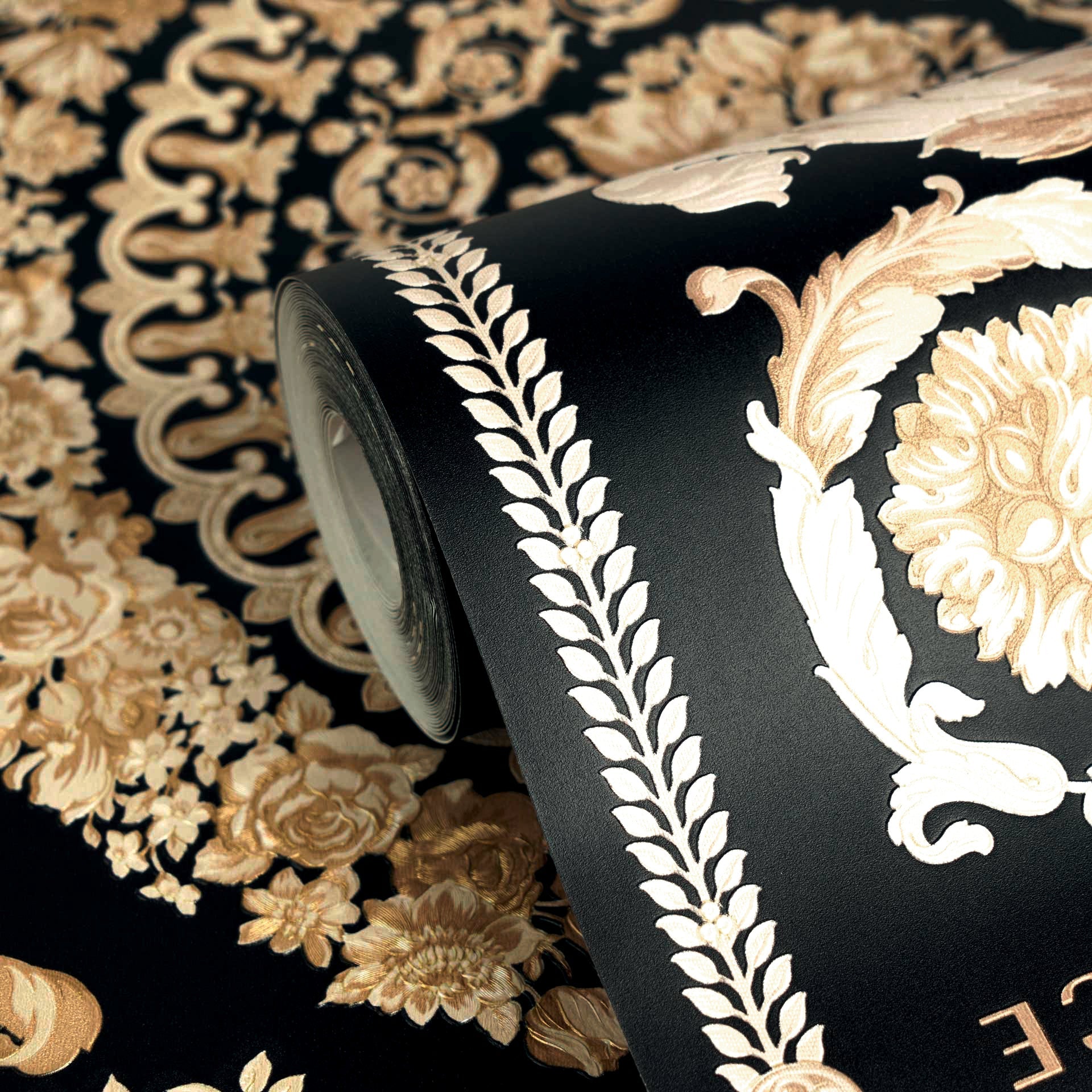 Versace 6-Vliestapete Vinyltapete Schwarz Versace-logo