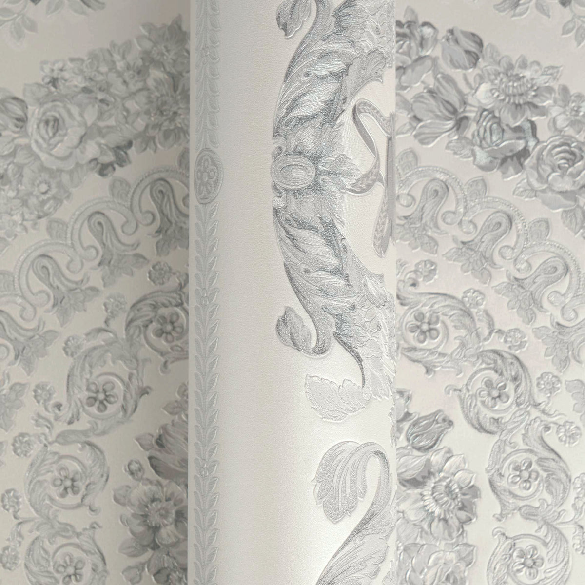 Papel pintado vinílico Versace 6 gris logotipo icónico de Versace - Matex - Imagen 3