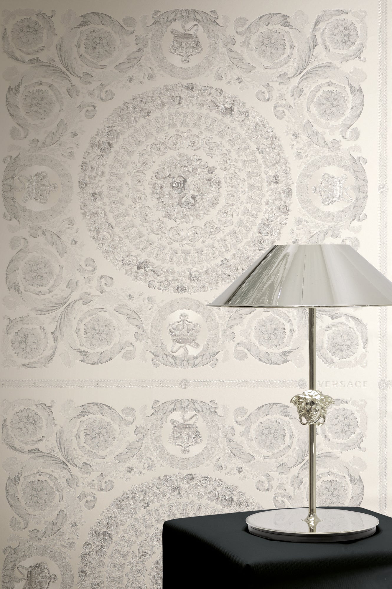 Versace 6-Vliestapete Vinyltapete Grau Versace-logo