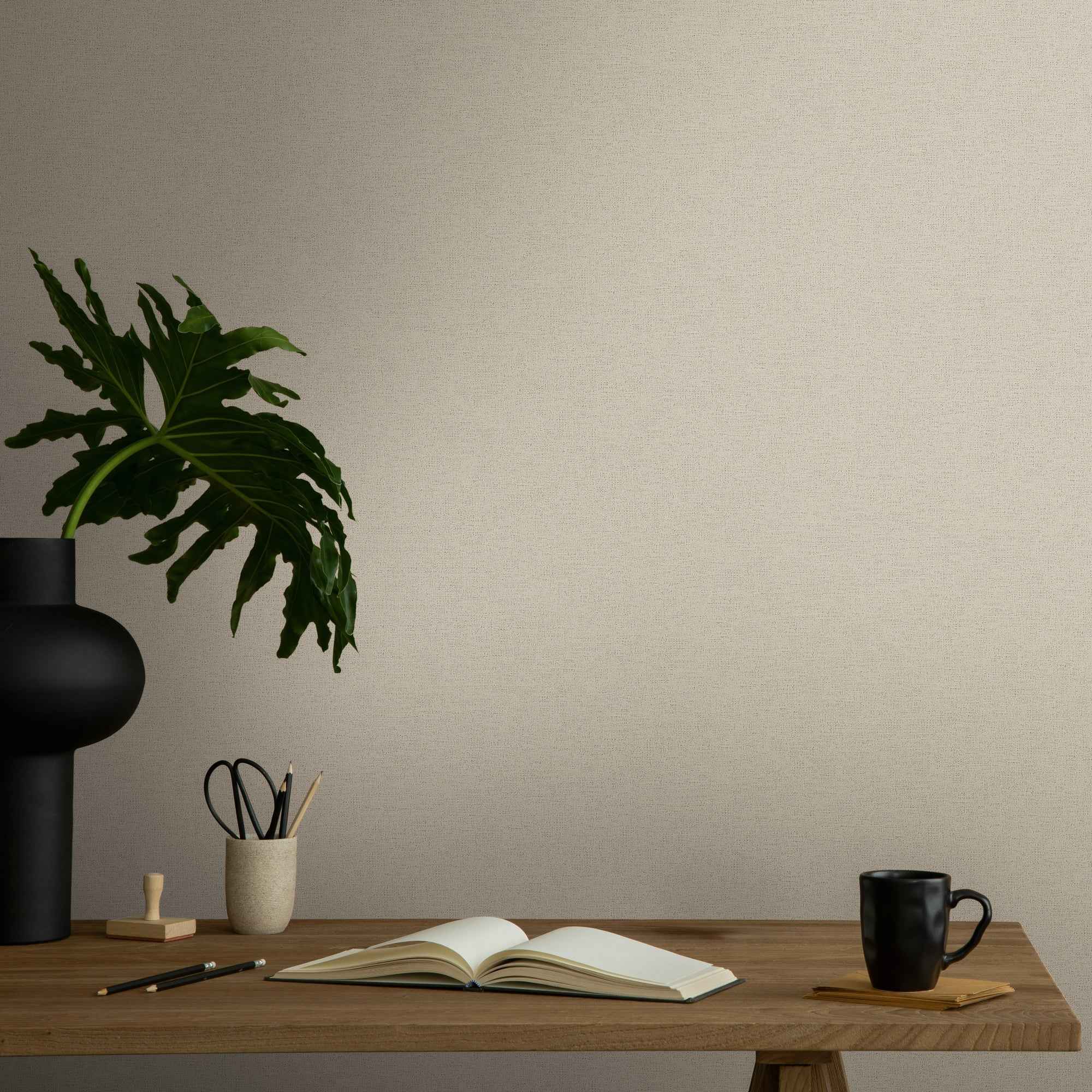 Hochwertige Vliestapete Beige Unitapete