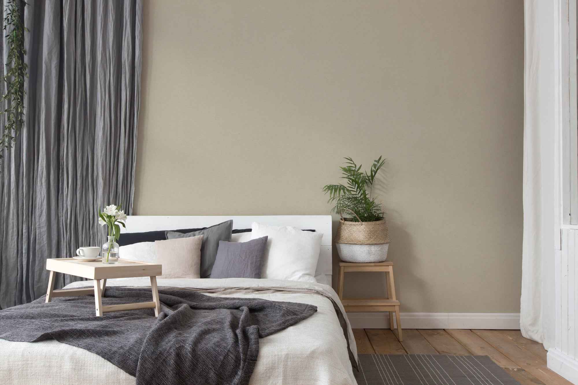 Hochwertige Vliestapete Beige Unitapete