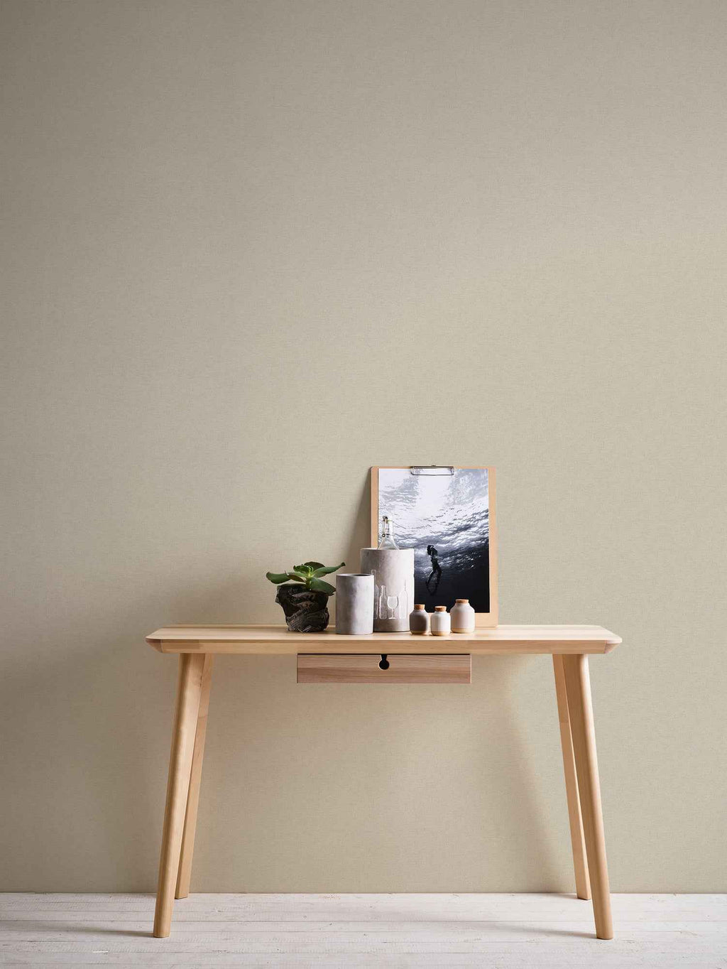 Hochwertige Vliestapete Beige Unitapete