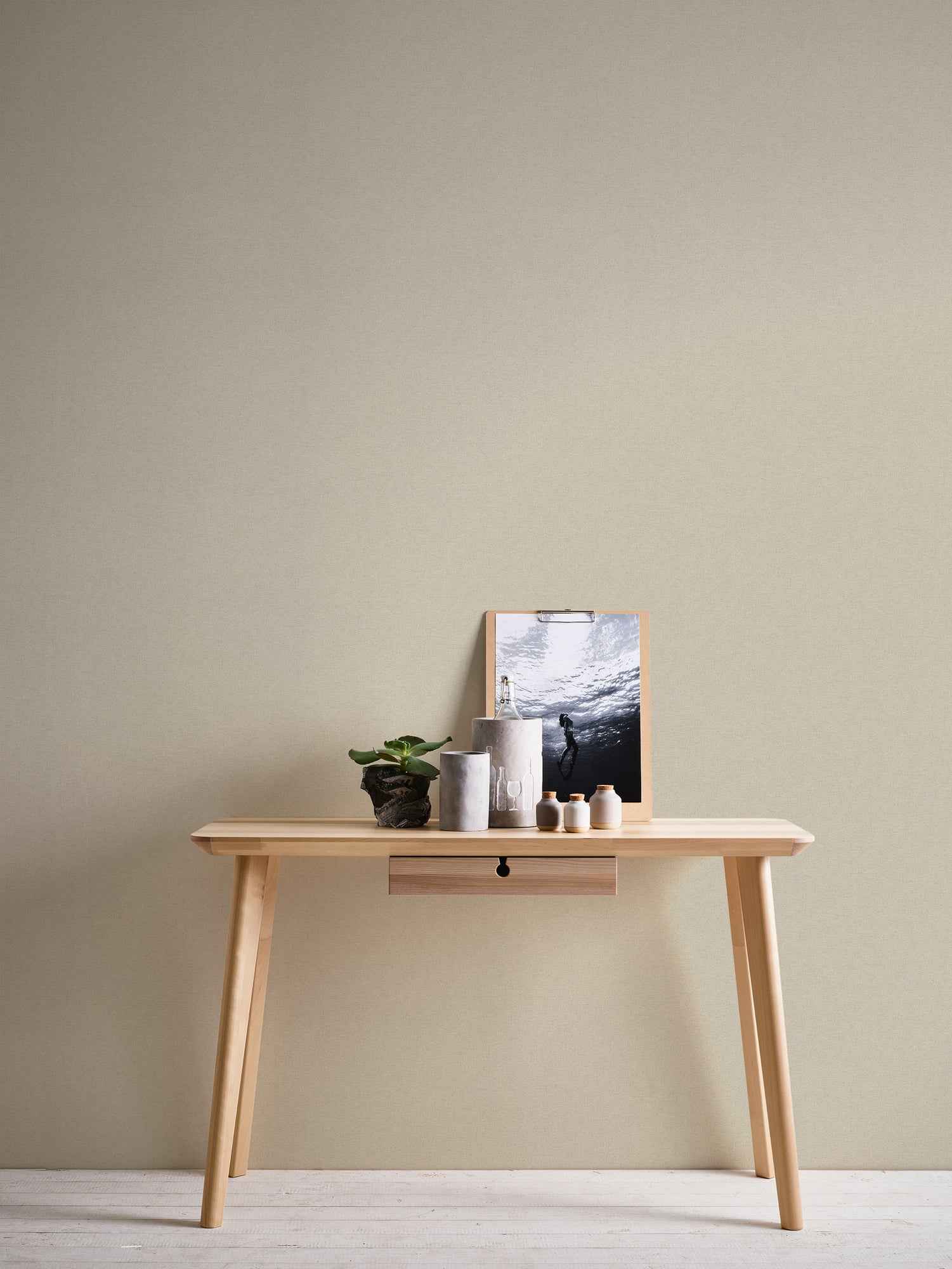 Hochwertige Vliestapete Beige Unitapete