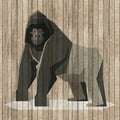 Fotomural Walls by Patel - Born to Be Wild 3 - Photo wallpaper Gorilla on Board Wall - Wooden Panels Wide - Beige, Brown