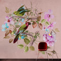 Fotomural Walls by Patel - Love Nest 2 - vintage photo wallpaper pink watercolour flowers & colourful bird