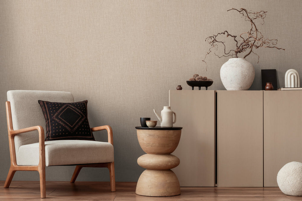 Hochwertige Vliestapete Beige Unitapete