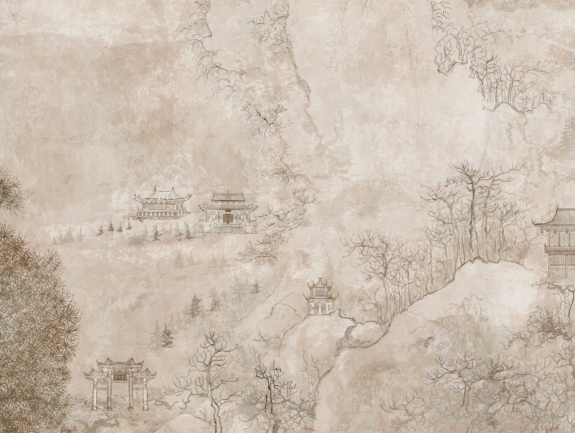 Hochwertige Fototapete Beige Asiatisch