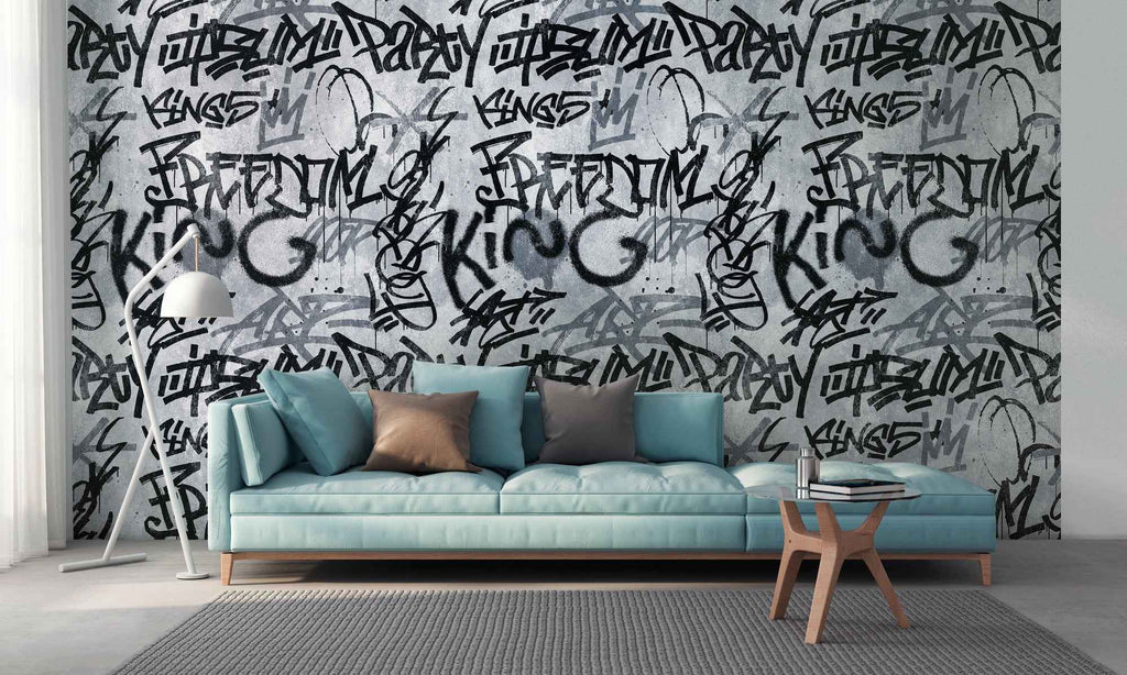 Hochwertige Fototapete Grau Graffiti