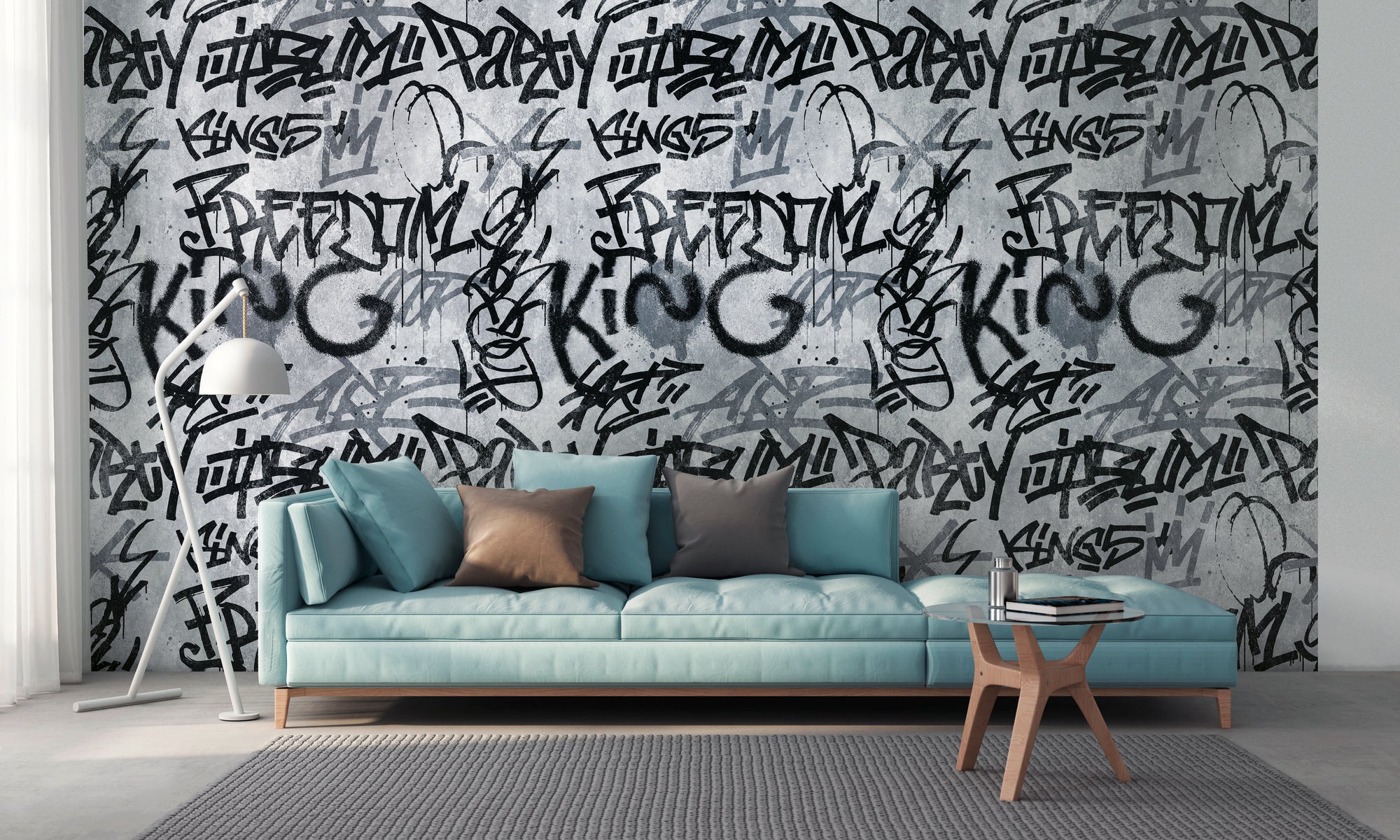 Hochwertige Fototapete Grau Graffiti