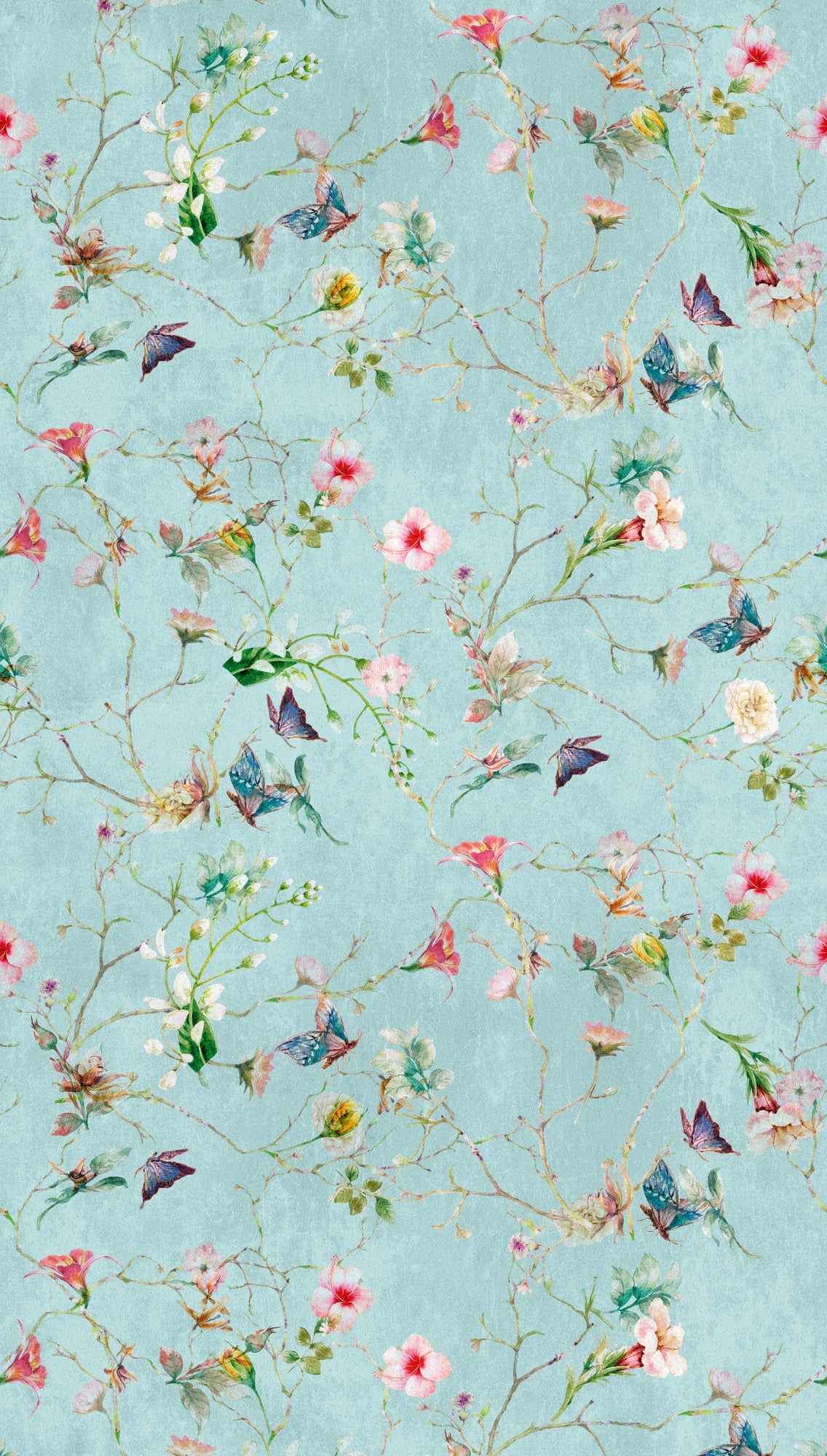 Hochwertige Fototapete Turkis Floral