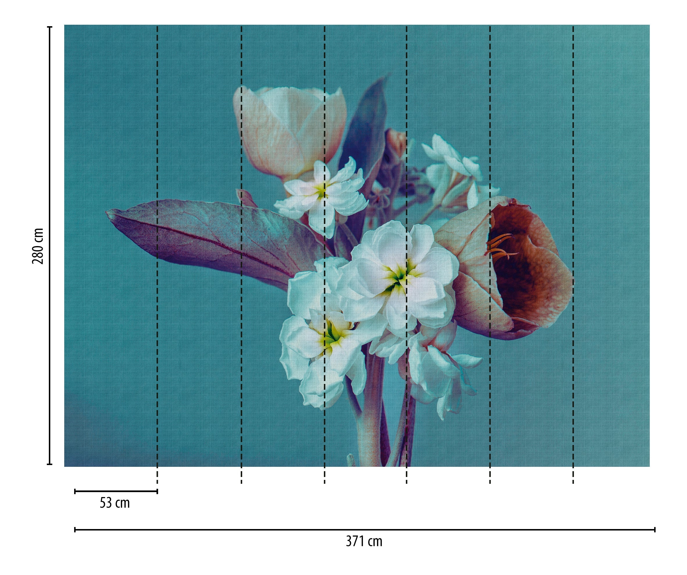 Hochwertige Fototapete Blau Floral