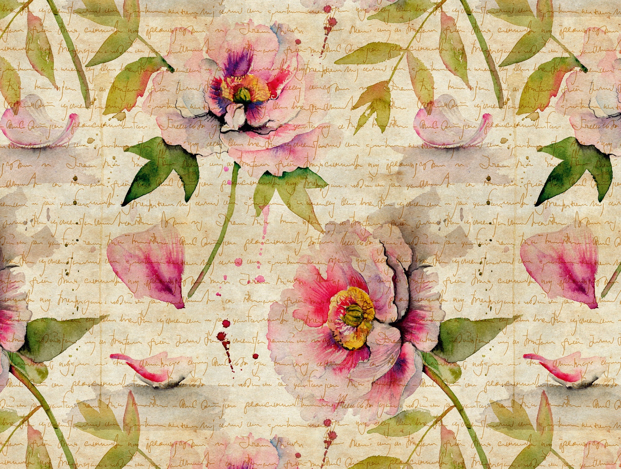 Hochwertige Fototapete Beige Floral