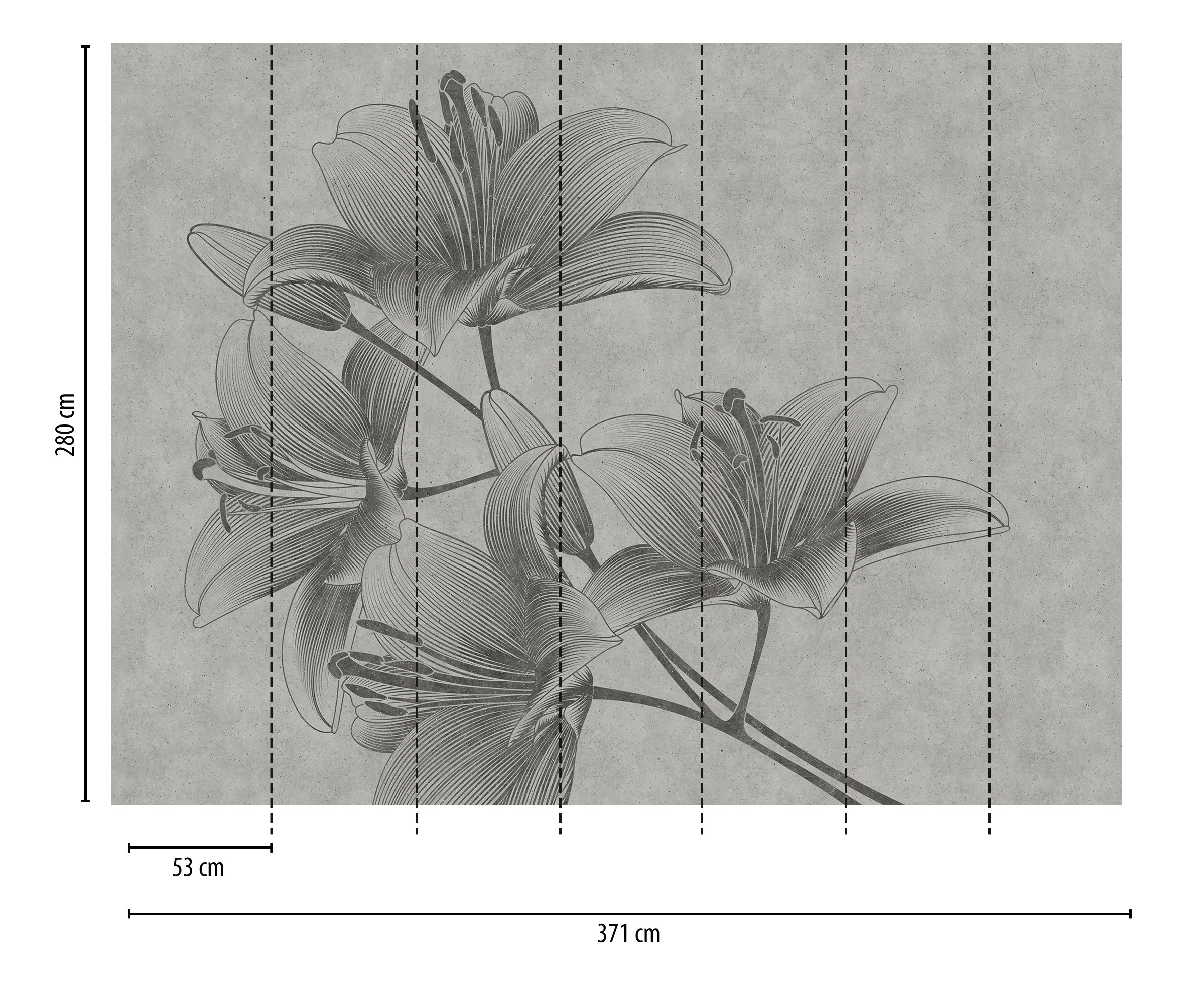 Hochwertige Fototapete Grau Floral