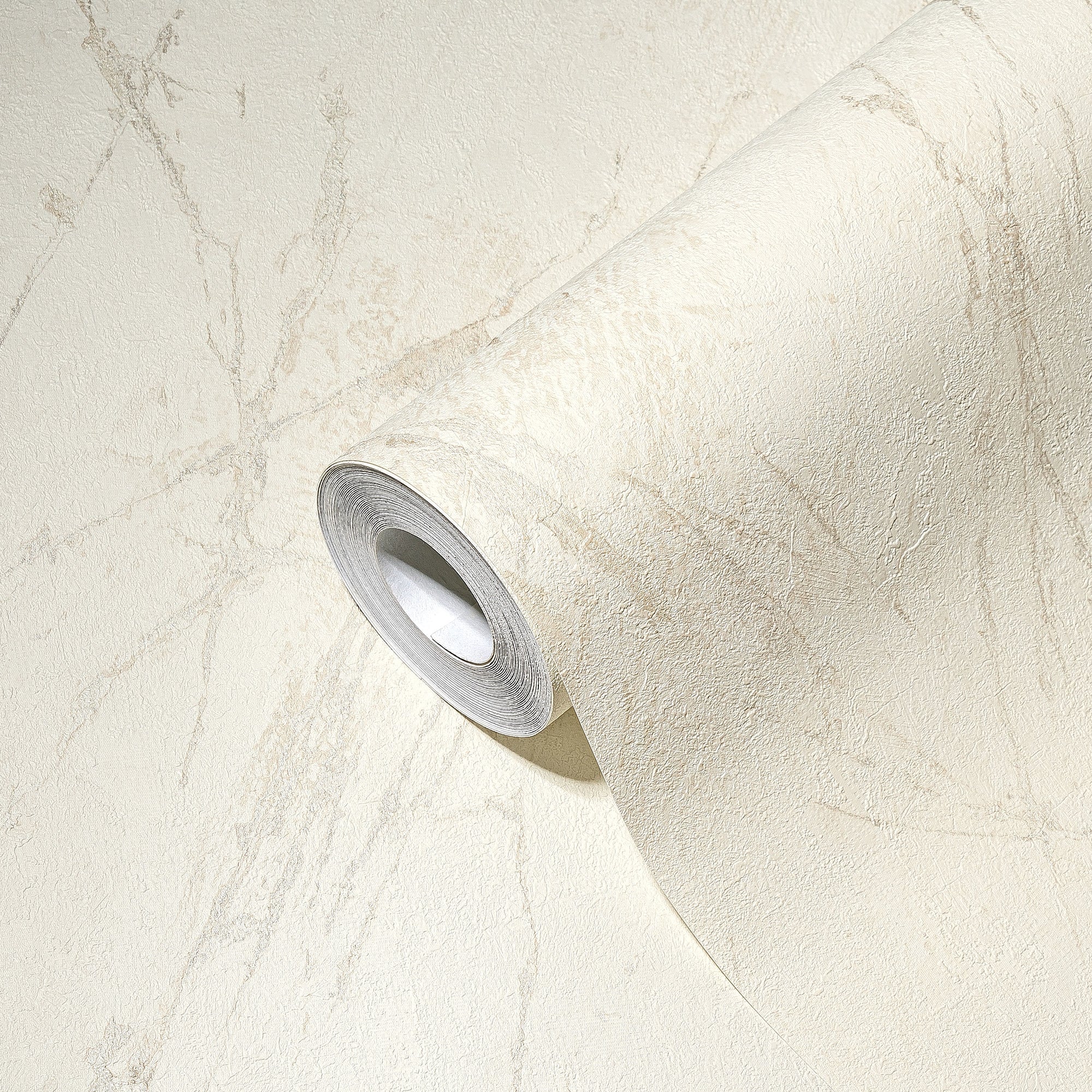 Hochwertige Vliestapete Creme Marmor