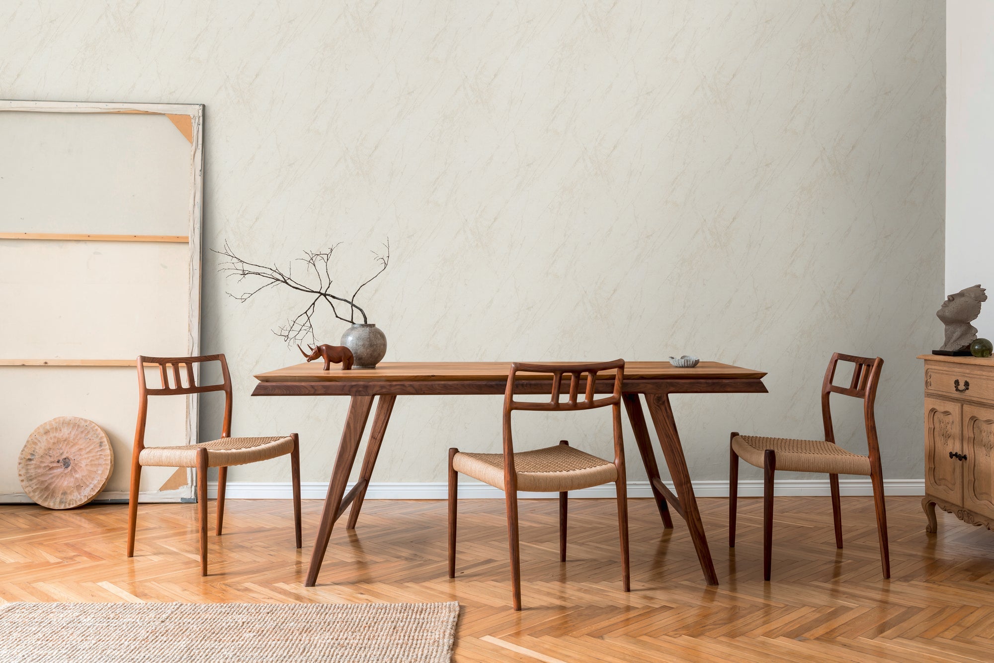 Hochwertige Vliestapete Creme Marmor
