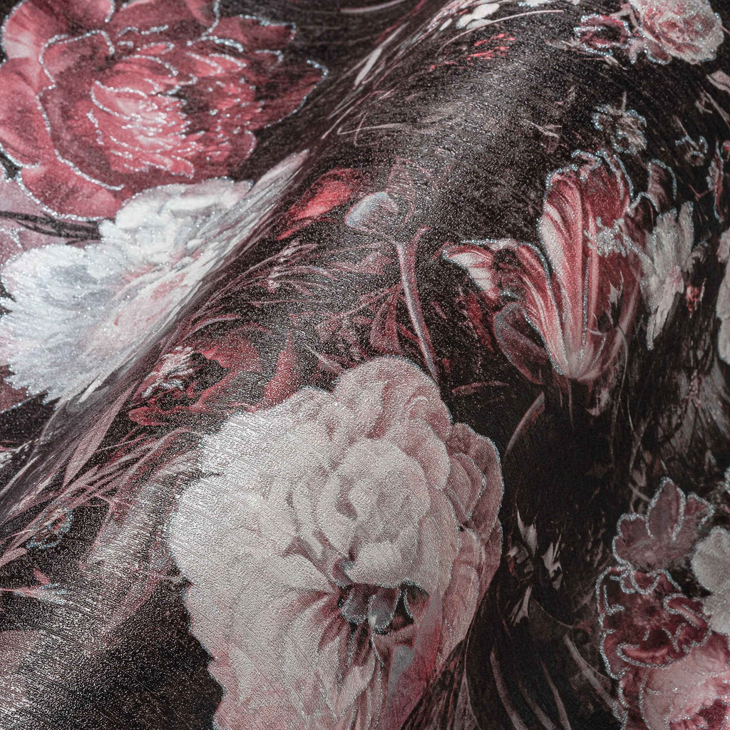 Hochwertige Vliestapete Schwarz Floral