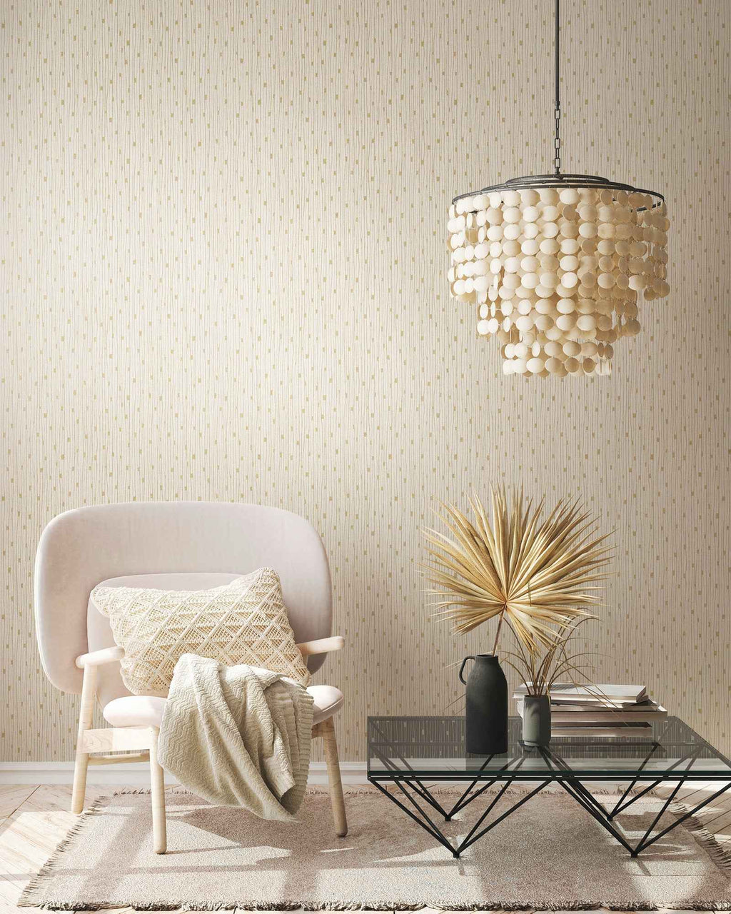 Hochwertige Vliestapete Creme Modern