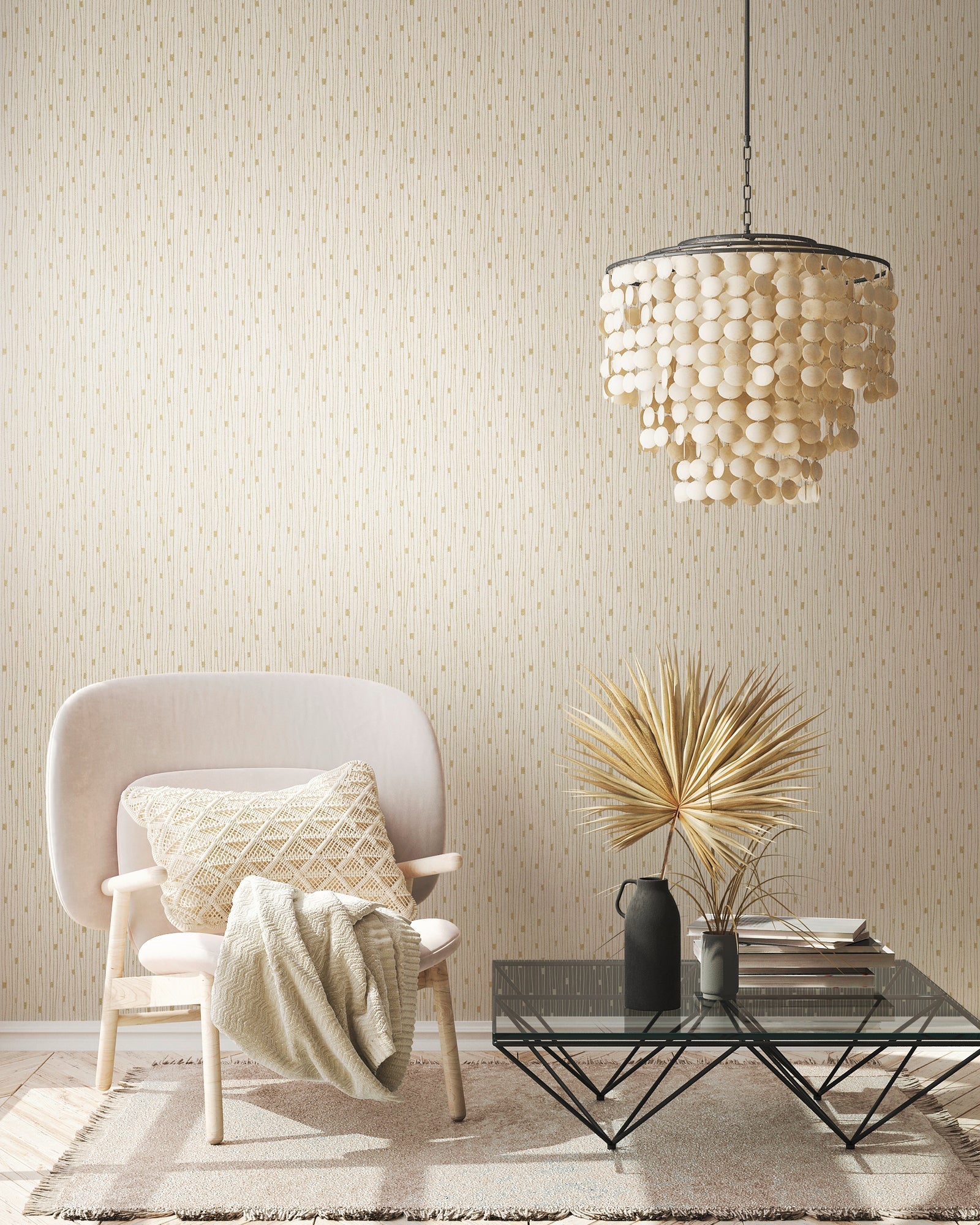 Hochwertige Vliestapete Creme Modern