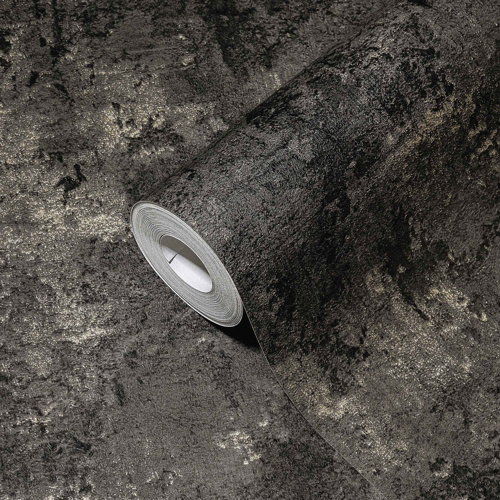 Hochwertige Vliestapete Schwarz Steinoptik