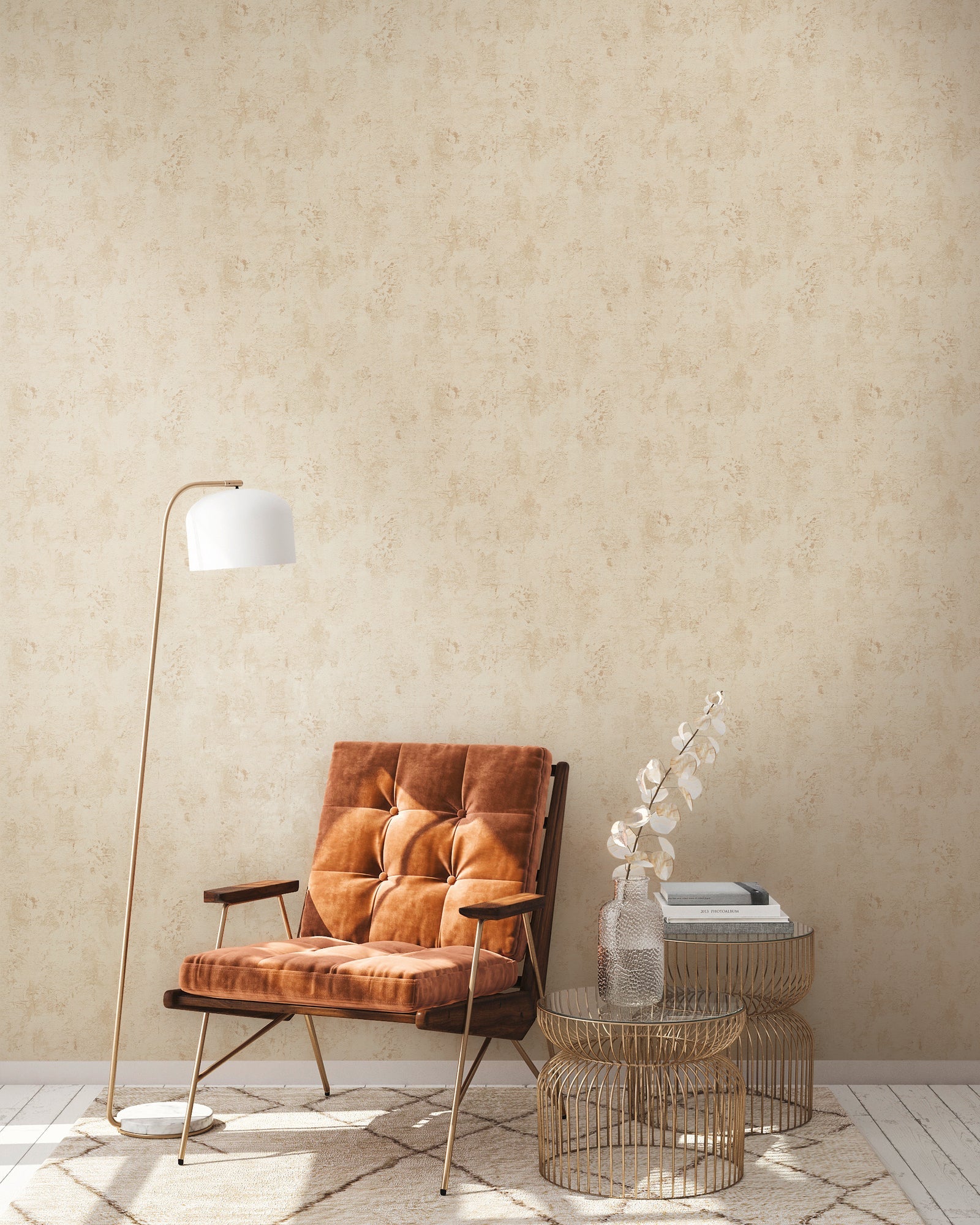 Hochwertige Vliestapete Beige Steinoptik