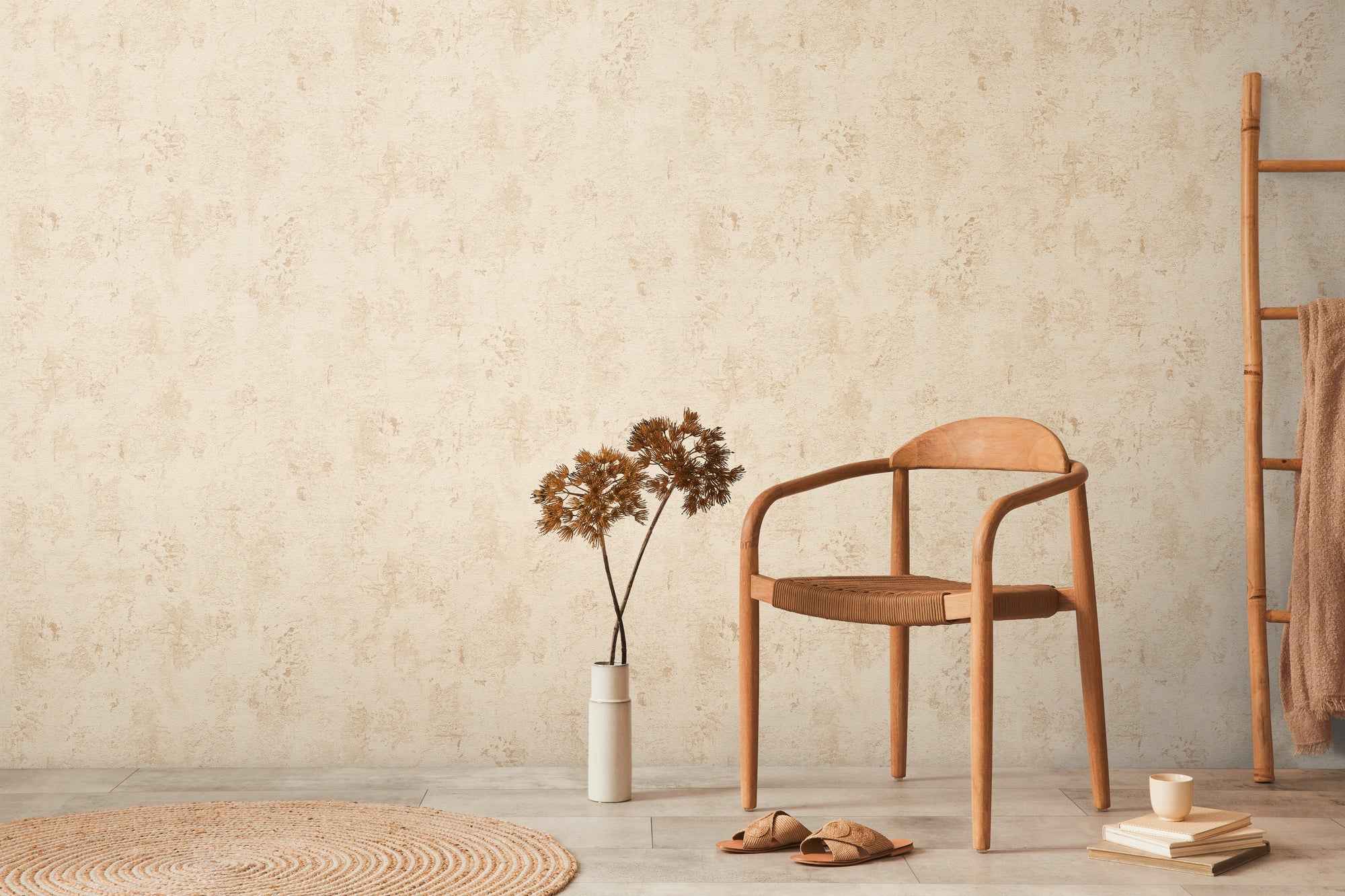 Hochwertige Vliestapete Beige Steinoptik