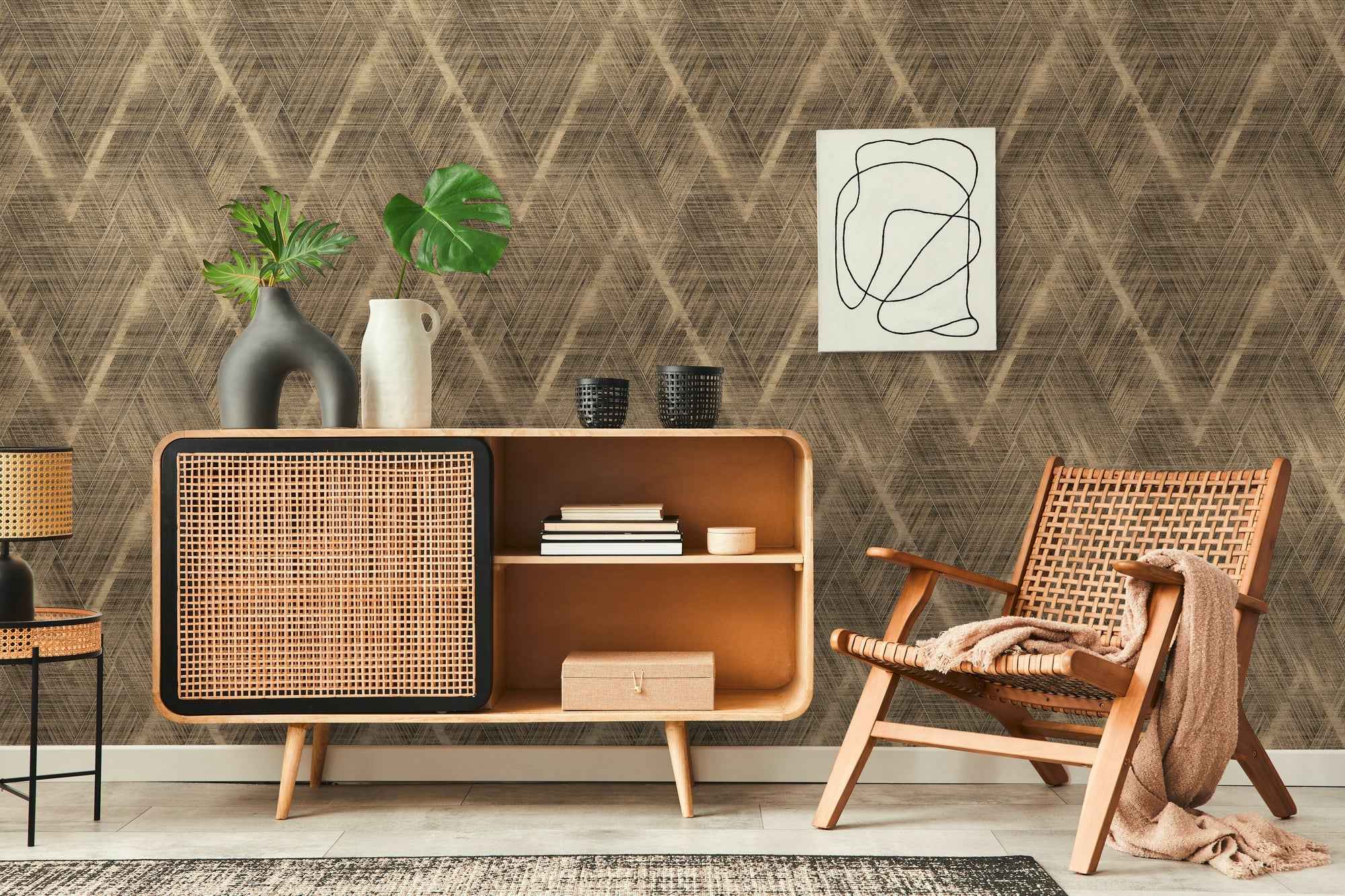 Hochwertige Vliestapete Gold Grafik