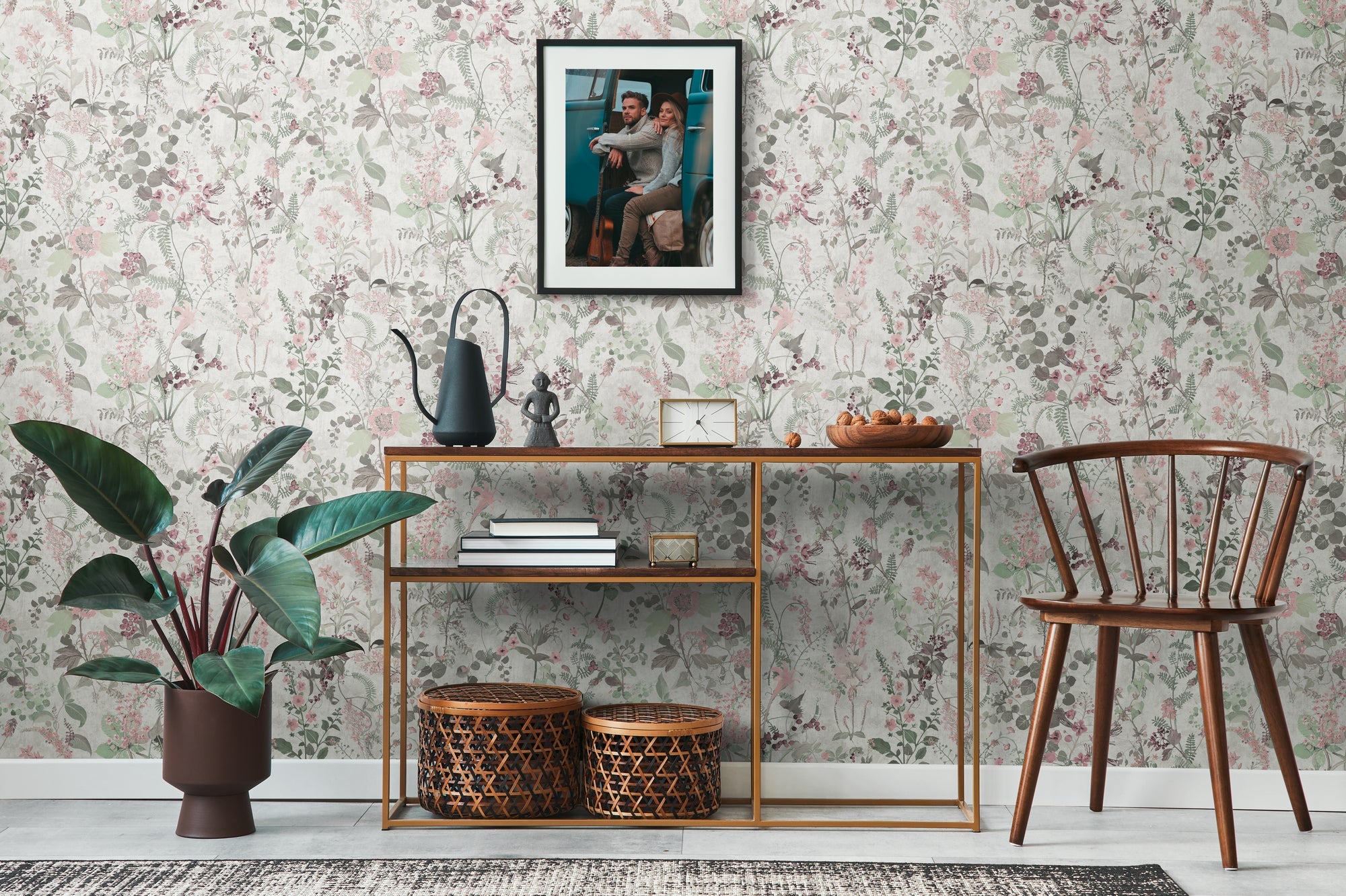 Hochwertige Vliestapete Weis Floral