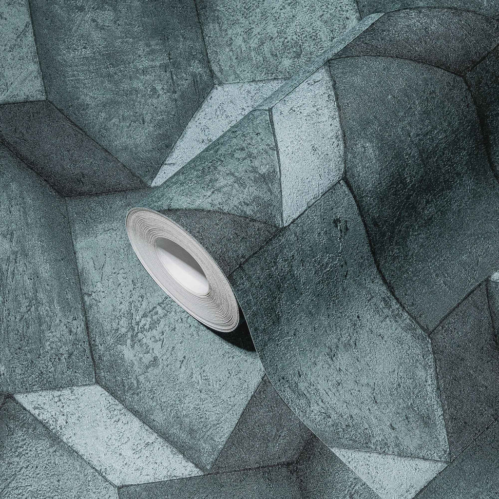 Hochwertige Vliestapete Blau Betonoptik