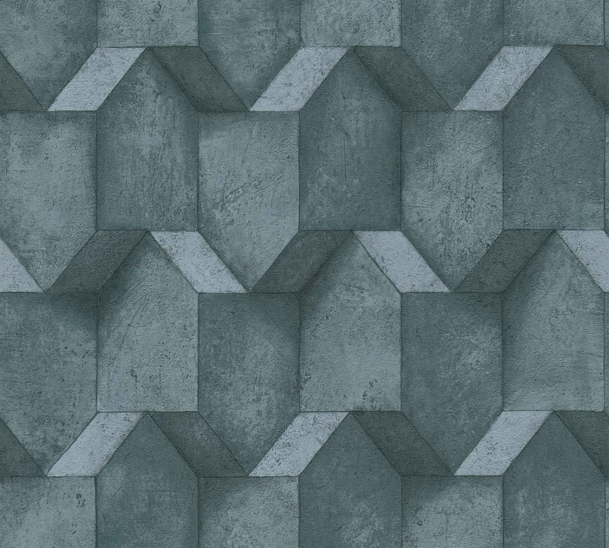 Hochwertige Vliestapete Blau Betonoptik