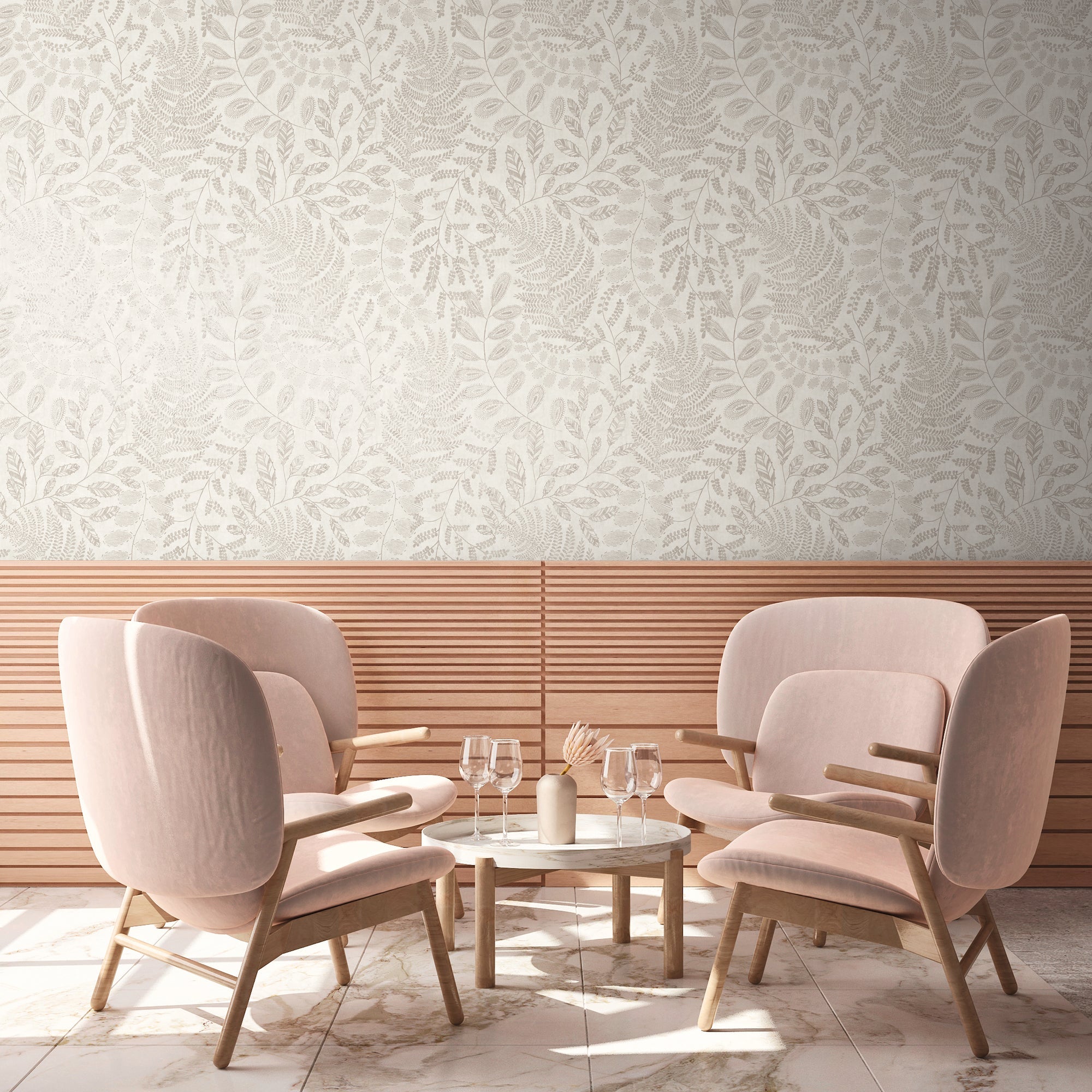 Hochwertige Vliestapete Creme Floral