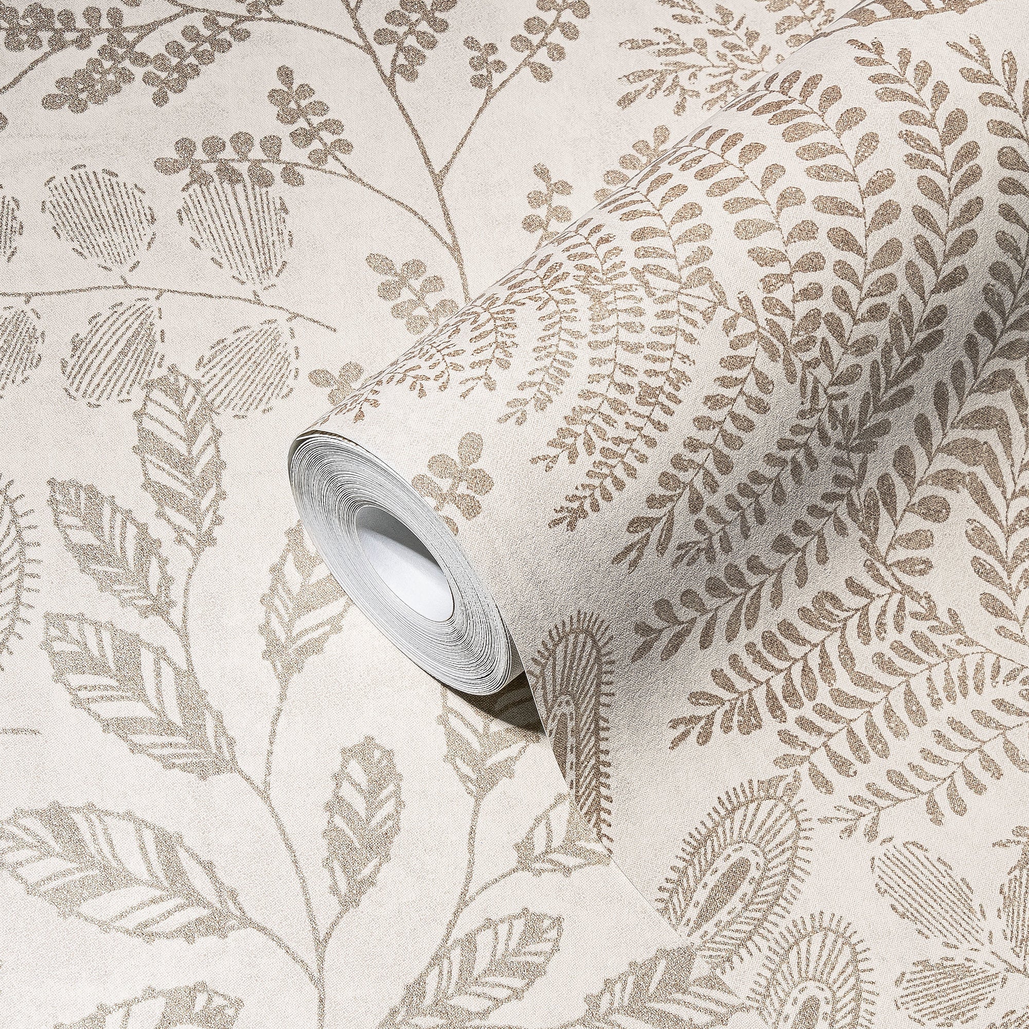 Hochwertige Vliestapete Creme Floral