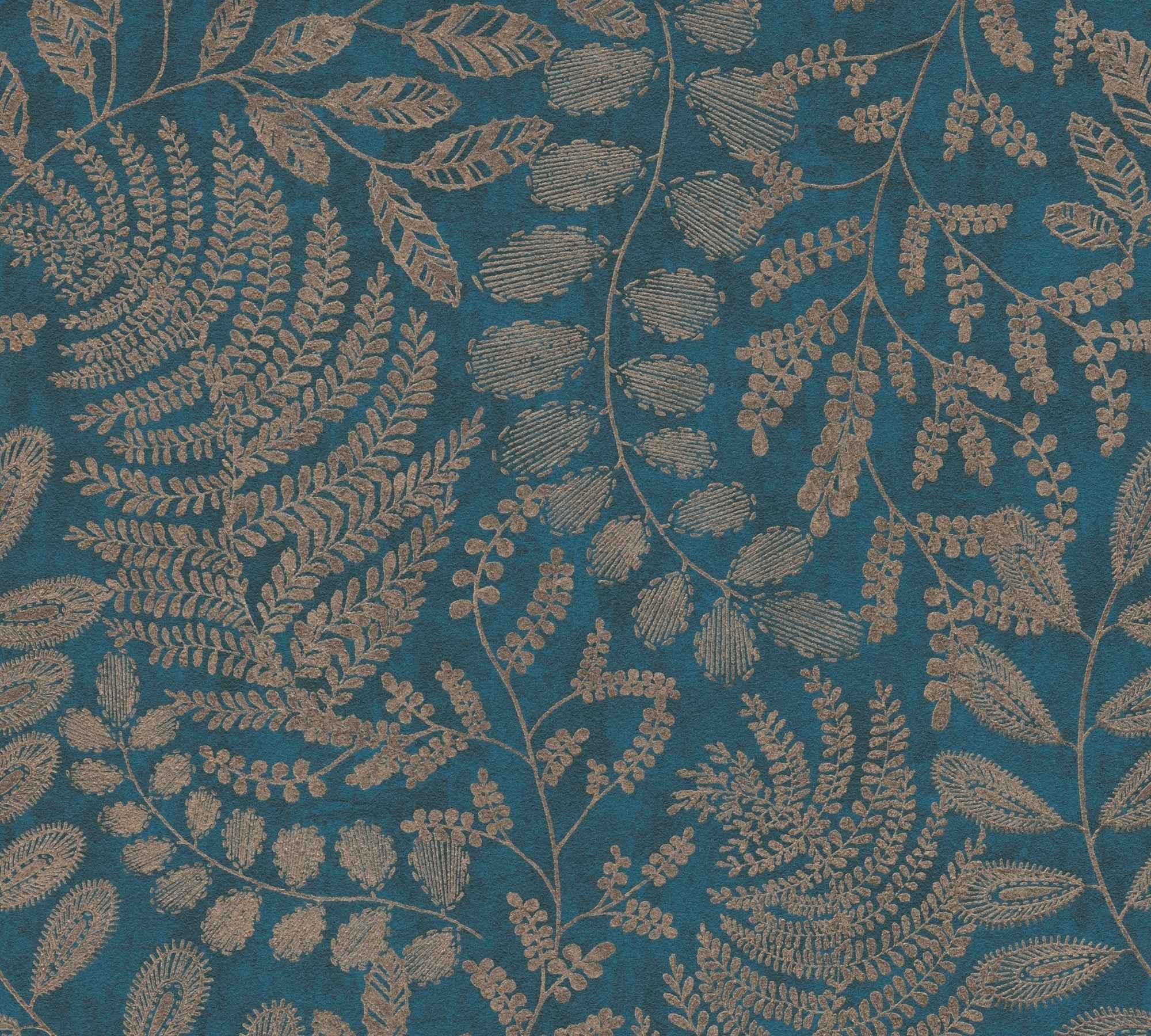 Hochwertige Vliestapete Blau Floral