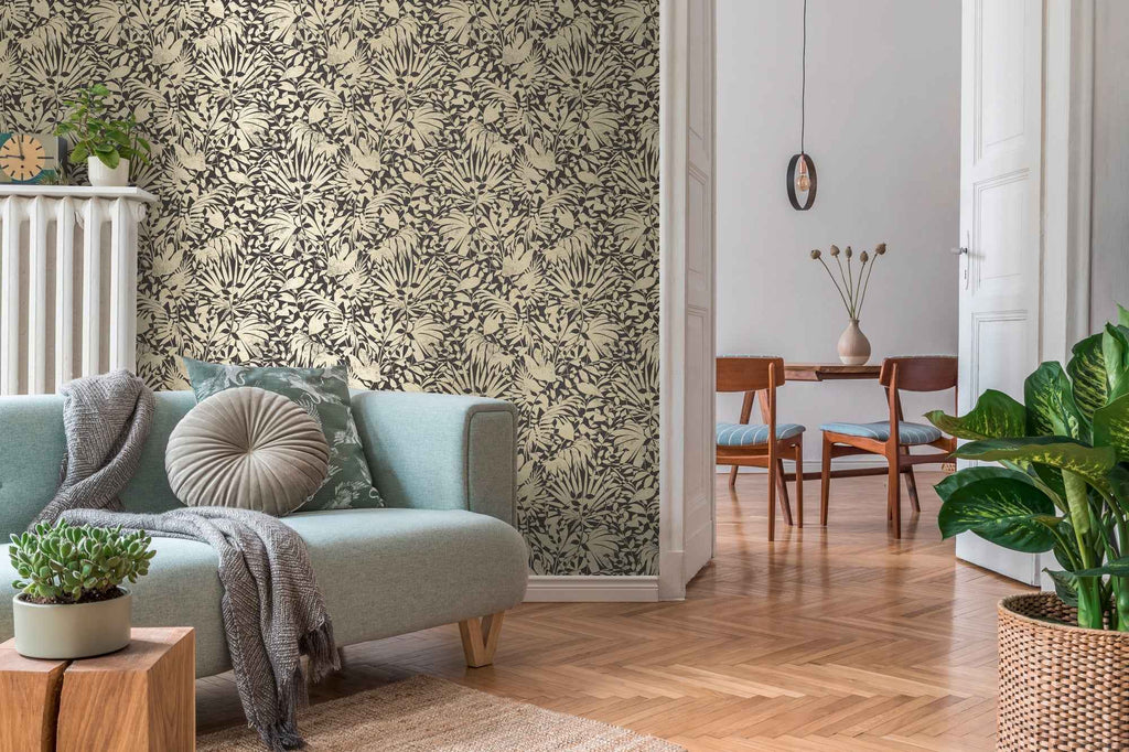 Hochwertige Vliestapete Gold Floral