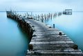 Fotomural Photo wallpaper old jetty in the water - blue, grey - DD Motive 2