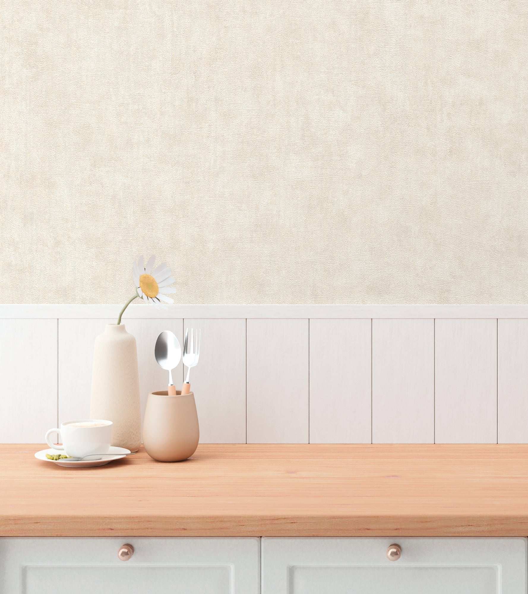 Hochwertige Vliestapete Beige Unitapete