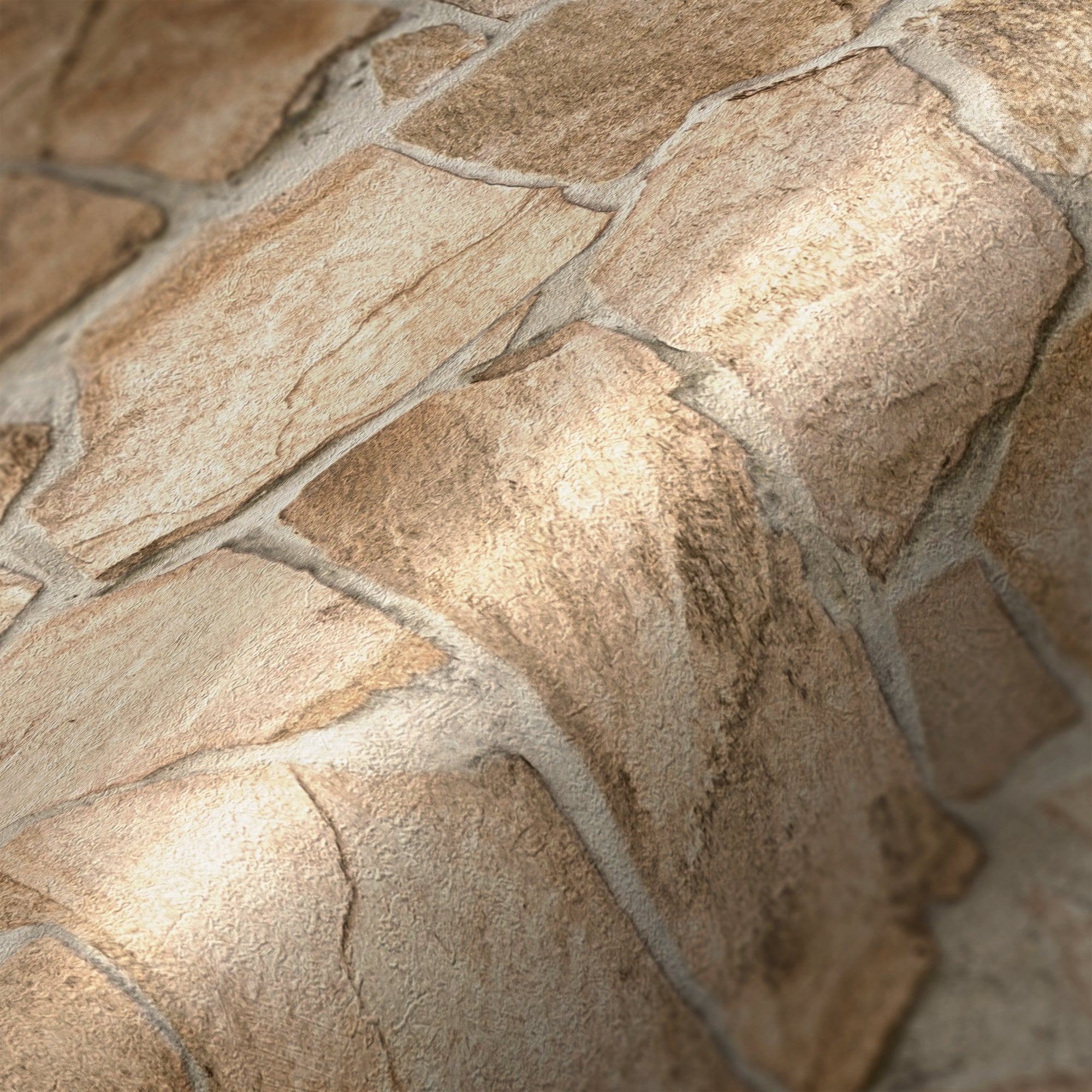 Hochwertige Vliestapete Beige Steinoptik
